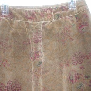 Isabella Bird Velvet Velour Dark Brown Floral Pattern Womens Size 10 pants